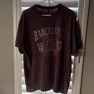 Full Tilt Brown Barcelona Graphic Crewneck Tee